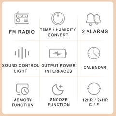 Modern FM Radio LED Alarm Clock for Bedside Wake Up