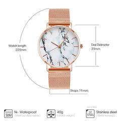 Rose Gold Mesh Band Marble Watch - Uluu Rush