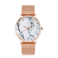 Rose Gold Mesh Band Marble Watch - Uluu Rush